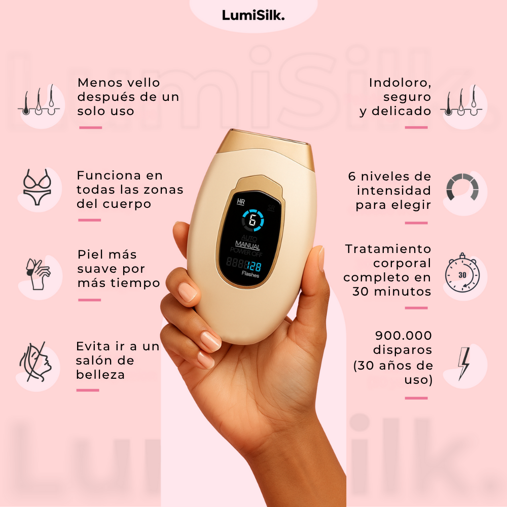Resultados antes y después con Lumina de Lumisilk: piel suave y sin vello en solo 8 semanas con tecnología IPL.