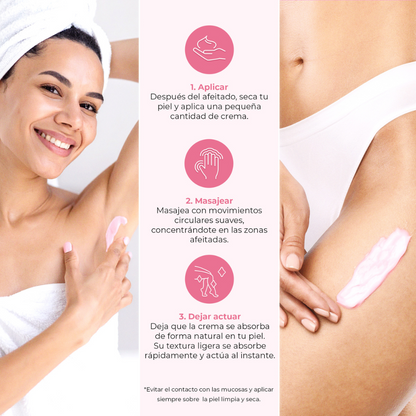 Guía paso a paso para aplicar la crema Blush Feather de LumiSilk después del afeitado: aplicar, masajear y dejar actuar para una piel suave e hidratada