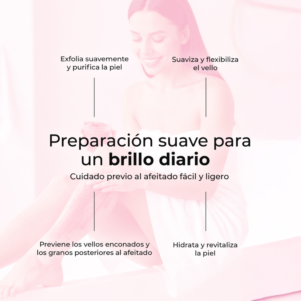 Sugar Veil de LumiSilk: exfoliante pre-afeitado que suaviza el vello, hidrata la piel y previene los granos, para un brillo diario natural