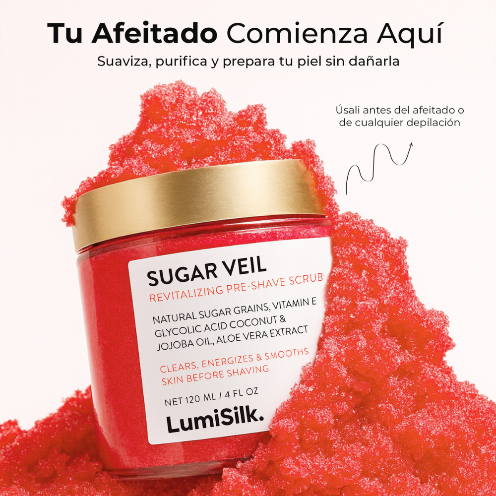 Sugar Veil de LumiSilk - Exfoliante revitalizante para antes del afeitado, suaviza, purifica y prepara la piel sin dañarla